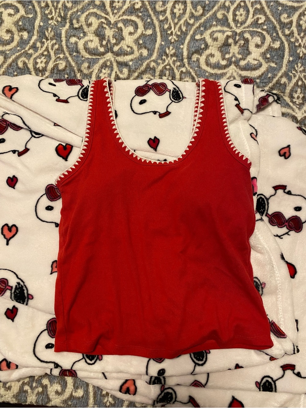 Abercrombie & Fitch Red Scoop Neck Ribbed Tank